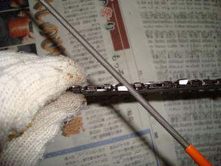 チェーンソーの目立て写真